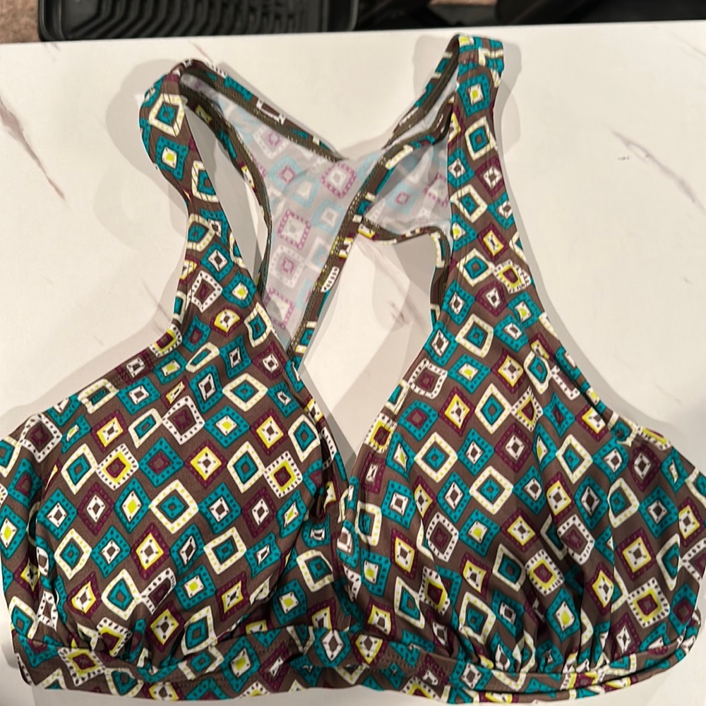 Athleta Geometric Pattern Underwire Bikini Top Ra… - image 1